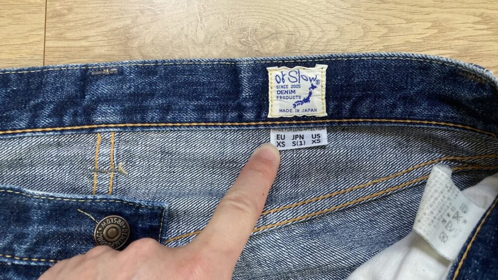 orslow107ウエストのサイズ表記タグ